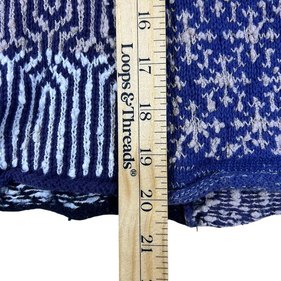 Free People Patchwork Cowl Neck Sweater M | Oversized Fair Isle Boho Knit Grunge - Picture 9 of 15
